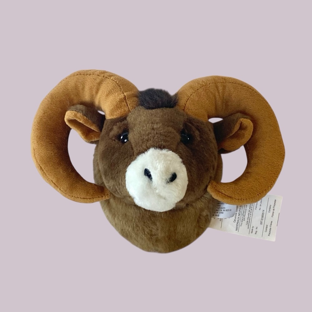 Carsten’s Big Horn Sheep Mini Plush Trophy Head Wall Hanging Kids Room Decor